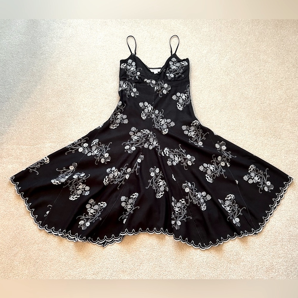 Studio M Embroidered Black Dress Lined XS